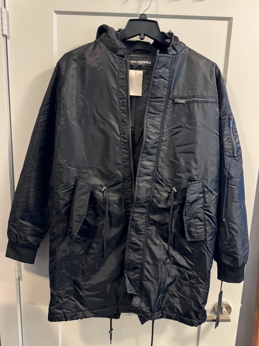 Karl Lagerfeld Men's Black Military Field Jacket